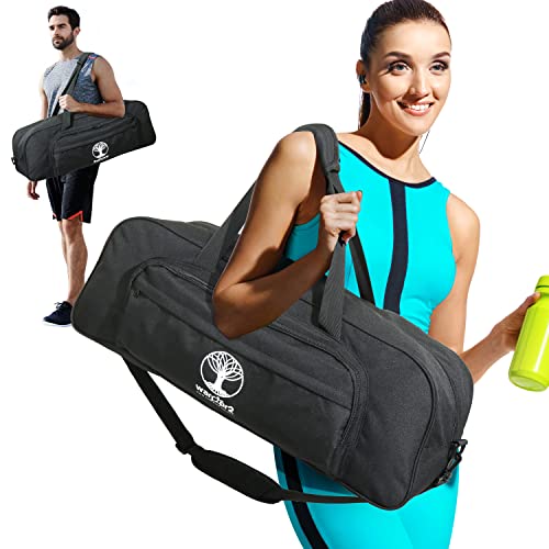 Yoga Mat Bag - 8-Pocket Gym Bag Fits 1/2" Thick Mat & Blocks, Detachable Straps | Large Bag With Mat Holder for Women, Men | Duffle, Tote