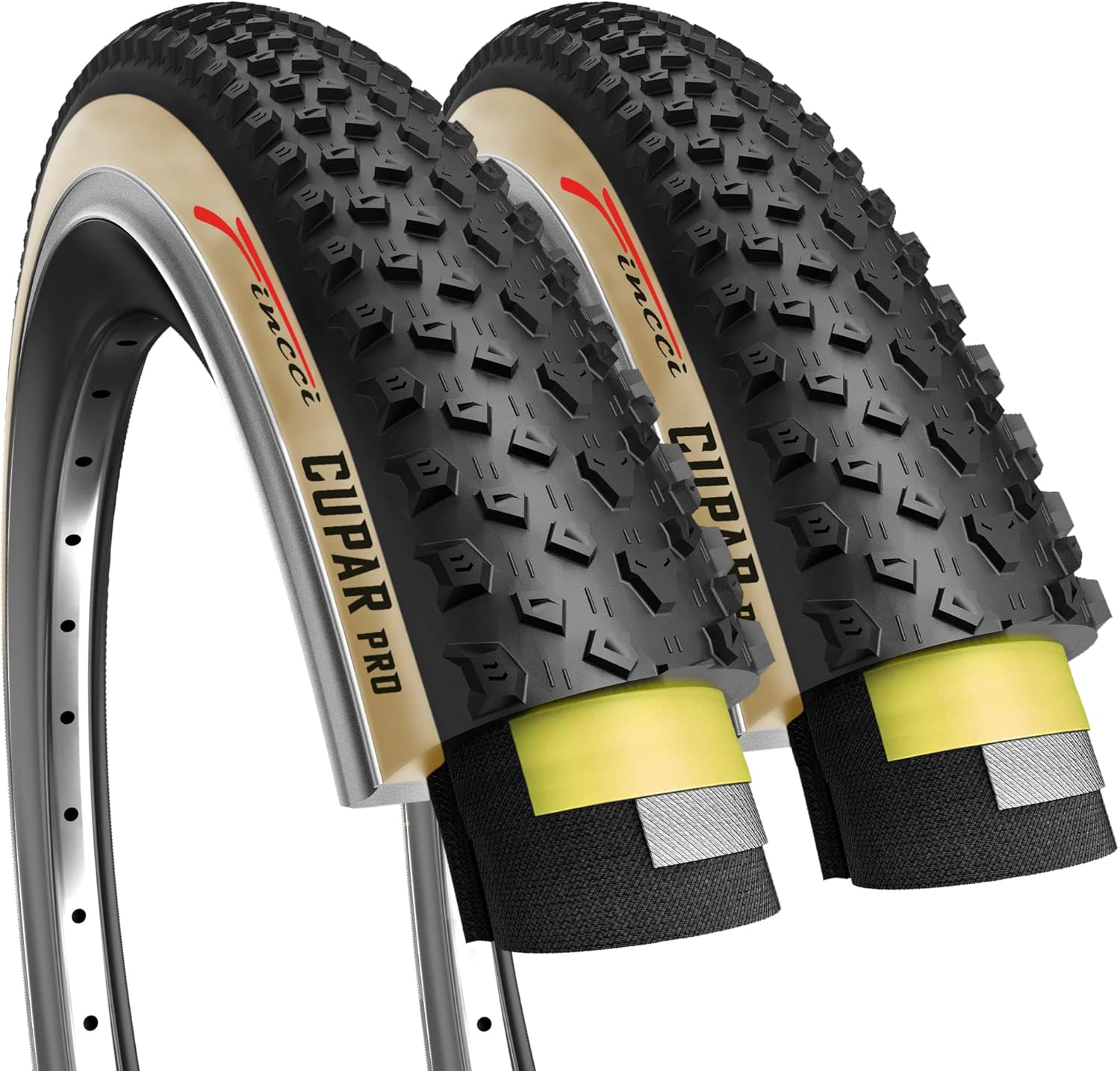 Fincci Foldable 26x2.10 Mountain Bike Tires - 26 Inch Bike Tires with 1mm Nylon Puncture Proof 54-559 - Black Cupar pro Kevlar 26 Bike Tire 60 TPI & Cross Country Profile for MTB, XC,Hybrid Bicycles