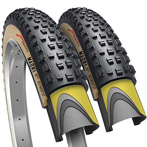 Fincci Maori 29x2.25 Mountain Bike Tire - Pair 29 Inch Bike Tire with 1 mm Nylon Puncture Resistant - Foldable Kevlar Black 57-622 MTB Tires 29 for Electric, Folding, Hybrid, Cruiser Bicycles, 60 TPI