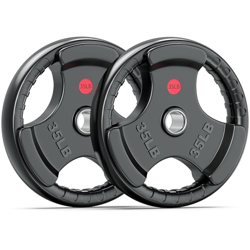 XDDIAS Rubber Weight Plates for Barbell, 2-Inch Olympic Grip Plate for Strength Training, Weightlifting and Bodybuilding in Home & Gym, Solid Cast Iron Weight Plates Pair and Sets