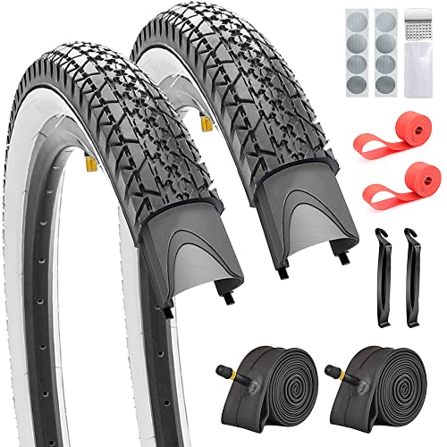 SIMEIQI 2 Pack 24"/ 26"x2.125" Inch Cruiser Beach Bike Tires and Tubes or Without Tubes 24"/ 26"x1.75"/2.125" with 32mm AV Valves with or Without 8 Patches Kit Compatible with 26 Inch Bicycle Tires