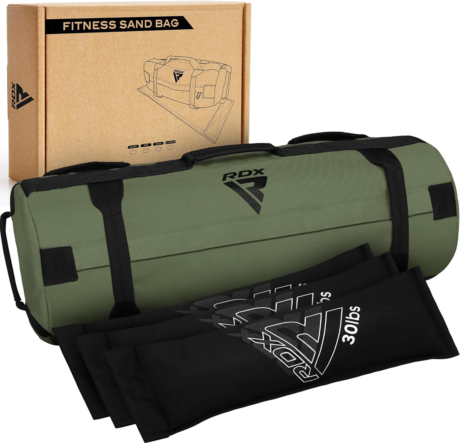 RDX Sandbag for Fitness Weights Training, Unfilled Power Bags with Handles, 5-200 LBs Adjustable Weighted Slam Bag for Strength Powerlifting Running Heavy Workout Home Gym Exercise, Sold AS UNFILLED