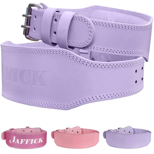 Jaffick Weight Lifting Belt For Ladies Leather Gym Belts Lower Waist Back Support For Women Men Fitness Squat Deadlift Heavy Duty Cross Training Gym Powerlifting Workout