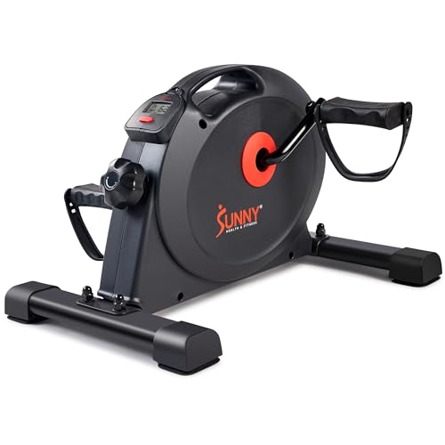 Sunny Health & Fitness Smart Under-Desk Bike Exerciser, Low-Impact Cardio Cycling Equipment for Home/Office, Mini Paddler for Arm/Leg Mobility Training, Free SunnyFit App Connect, Optional Motorized