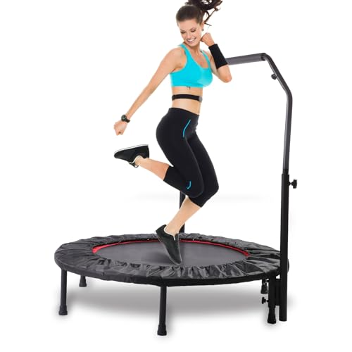 Rebounder Trampoline for Adults, 40"/50" Foldable Spring Fitness Trampoline - 450 lbs Capacity, Quiet & Stable Indoor/Outdoor Exercise Equipment for Cardio Workout