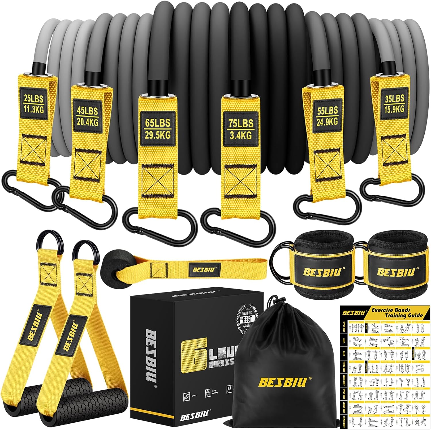Heavy Resistance Bands for Working Out, 300lbs/360lb/420lb Exercise Bands Workout Bands with Handles, Door Anchor, Ankle Straps, Home Gym Workout Equipment for Men Fitness Strength Training Stretching