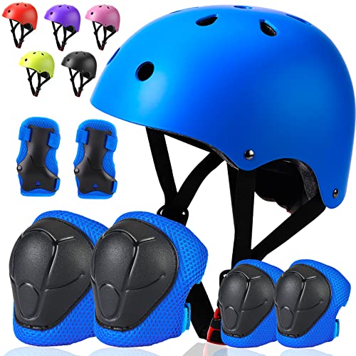 Toddler Kids Bike Helmet Set - Adjustable Cycling Helmet with Knee, Elbow Pads & Wrist Guards Sport Protective Gear Little Kid