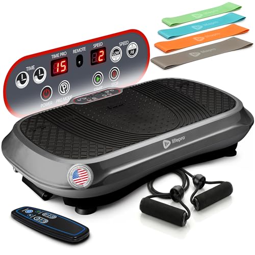 Lifepro Waver Vibration Plate Exercise Machine  High-Intensity Vibration for Muscle Activation, Full-Body Workout Vibrating Platform with Loop Bands, Fitness Equipment for Strength Toning & Fat Loss