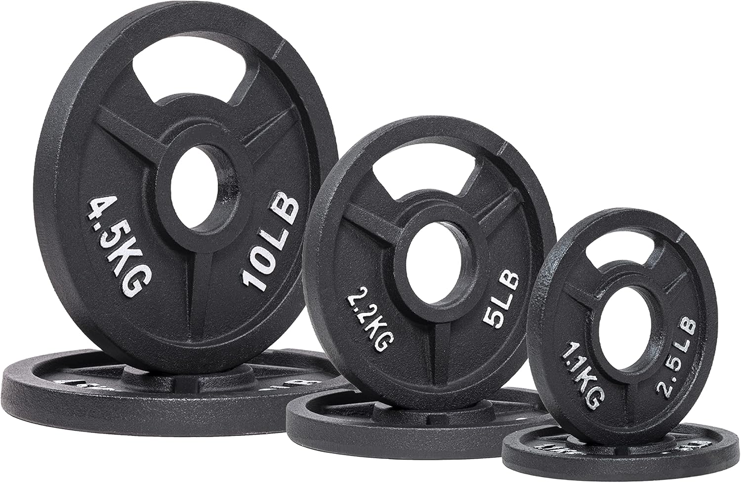 Signature Fitness Olympic 2-Inch Cast Iron Plate Weight Plate for Strength Training and Weightlifting, Multiple Sizes