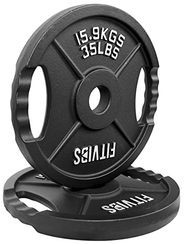 Signature Fitness Olympic 2-Inch Cast Iron Plate Weight Plate for Strength Training and Weightlifting, Multiple Sizes