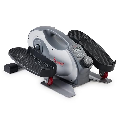 Sunny Health & Fitness Sitting Under Desk Elliptical Exerciser, Portable Pedal Training Machine for Senior Exercise, Peddler for Home Workout, Optional Free SunnyFit App, Magnetic, Motorized & In Pink