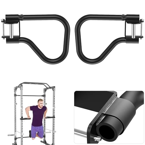 SELEWARE Solid Dip Bar Attachment for 2" x 2" or 3" x 3" with 1", 1/2" or 5/8" Hole Power Cage Squat Rack, Set of 2 Dip Bar Muti-Grip Handles for Strength Training, Double Welding Design