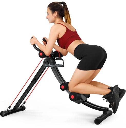 Ab Workout Equipment, Ab Machine for Women, Adjustable Core Abdominal Exercise Fitness Equipment, Foldable Waist Trainer Ab Crunch Home Gym Systems for Beginners