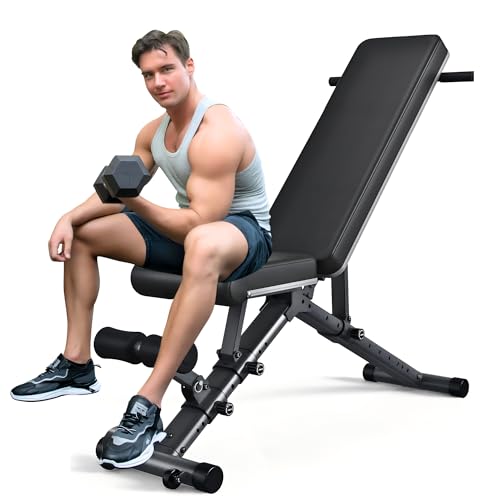 BARWING 10-7-4-3 Weight Bench Adjustable Exercise | 800 LB Heavy Incline Decline Bench Press for Home Gym More Stable and Posture Adjustments | 5 Min Easy Assembly Foldable Training Lifting Bench | Dragon Flag Handle for Abdominal Arm Workout