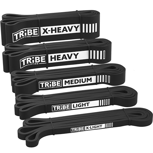 Long Resistance Bands for Working Out Men and Women - Set of 5 Pull-Up Bands, Rubber Handles and Door Anchor - Workout Bands Resistance for Men - Exercise Bands Resistance Bands Set