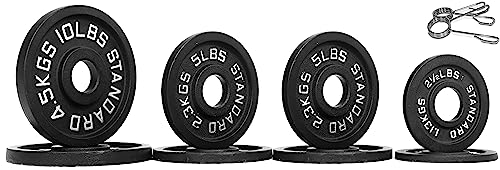 Olympic Cast Iron Plate for Strength Training and Weightlifting, Pairs, Sets or Set with Barbell, Multiple Sizes