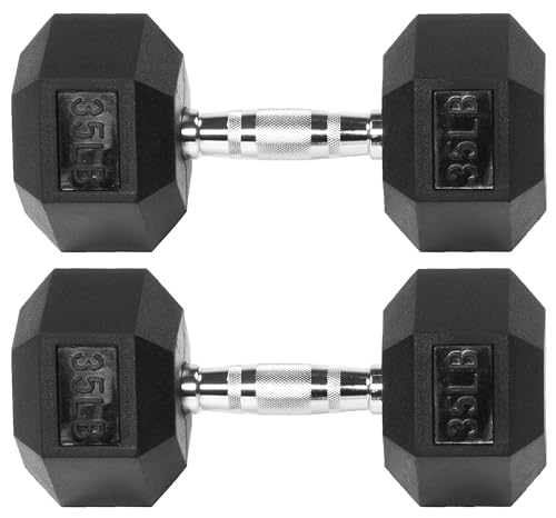 Rubber Encased Hex Dumbbell, Multiple Sizes