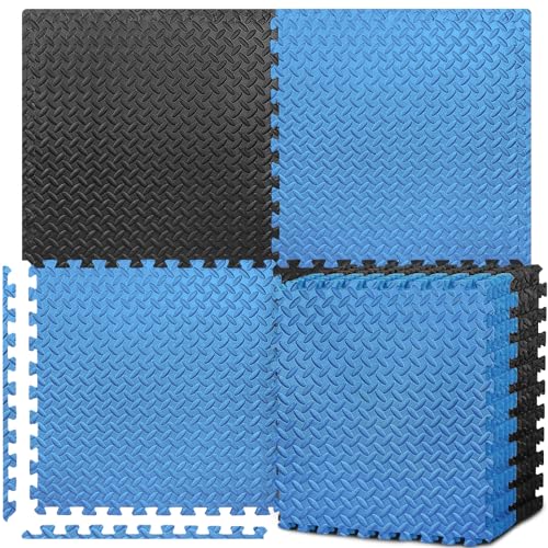 BEAUTYOVO Puzzle Exercise Mat with 12/24/48 Tiles Interlocking Foam Gym Mats, 24'' x 24'' EVA Foam Floor Tiles, Protective Flooring Mats for Gym Equipment