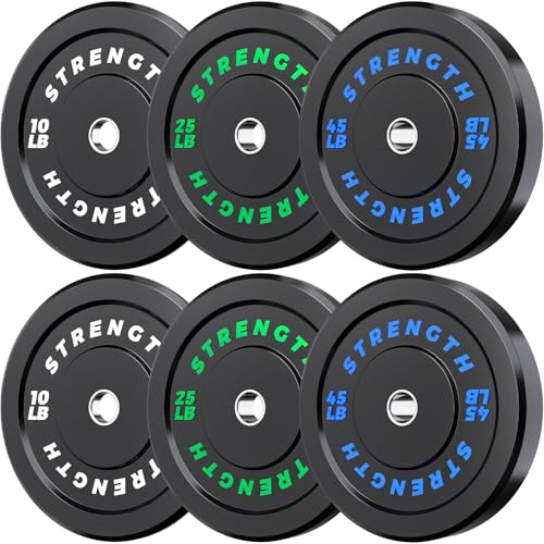 Olympic Rubber Bumper Weight Set - 2 Inch Barbell Plates for Home Gym Strength Training