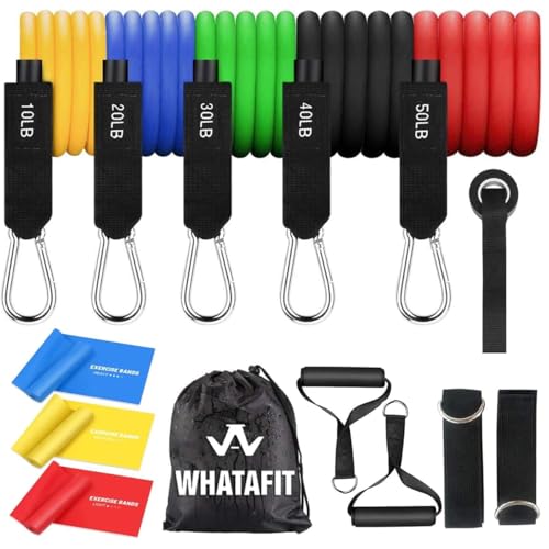 WHATAFIT Resistance Bands, Exercise Bands,Resistance Bands for Working Out, Work Out Bands with Handles for Men and Women Fitness, Strength Training Home Gym Equipment