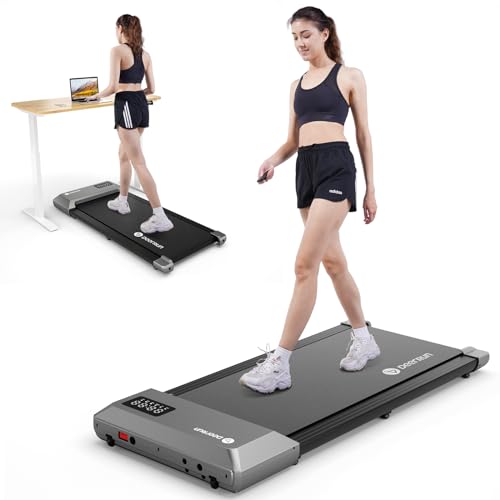 DeerRun Walking Pad 2 in 1 Under Desk Treadmill, 2.2HP Low Noise Walking Pad Running Jogging Machine with Remote Control for Home Office, Lightweight Portable Desk Treadmill Installation Free