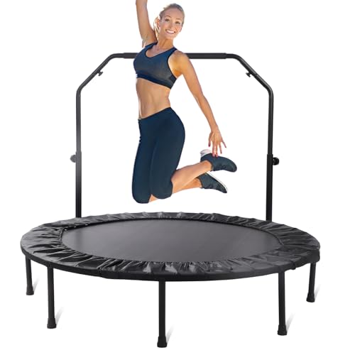 Rebounder Trampoline for Adults, 40"/50" Foldable Spring Fitness Trampoline - 450 lbs Capacity, Quiet & Stable Indoor/Outdoor Exercise Equipment for Cardio Workout