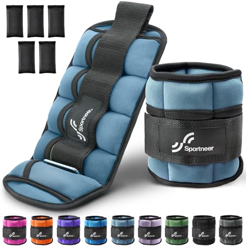 Sportneer Adjustable Ankle Weights for Women and Men 7 lbs/Pair Adjustable Leg Weights with Secure Straps, Strength Training Weighted for Yoga, Walking, Running, Aerobics, Gym, Physical Therapy