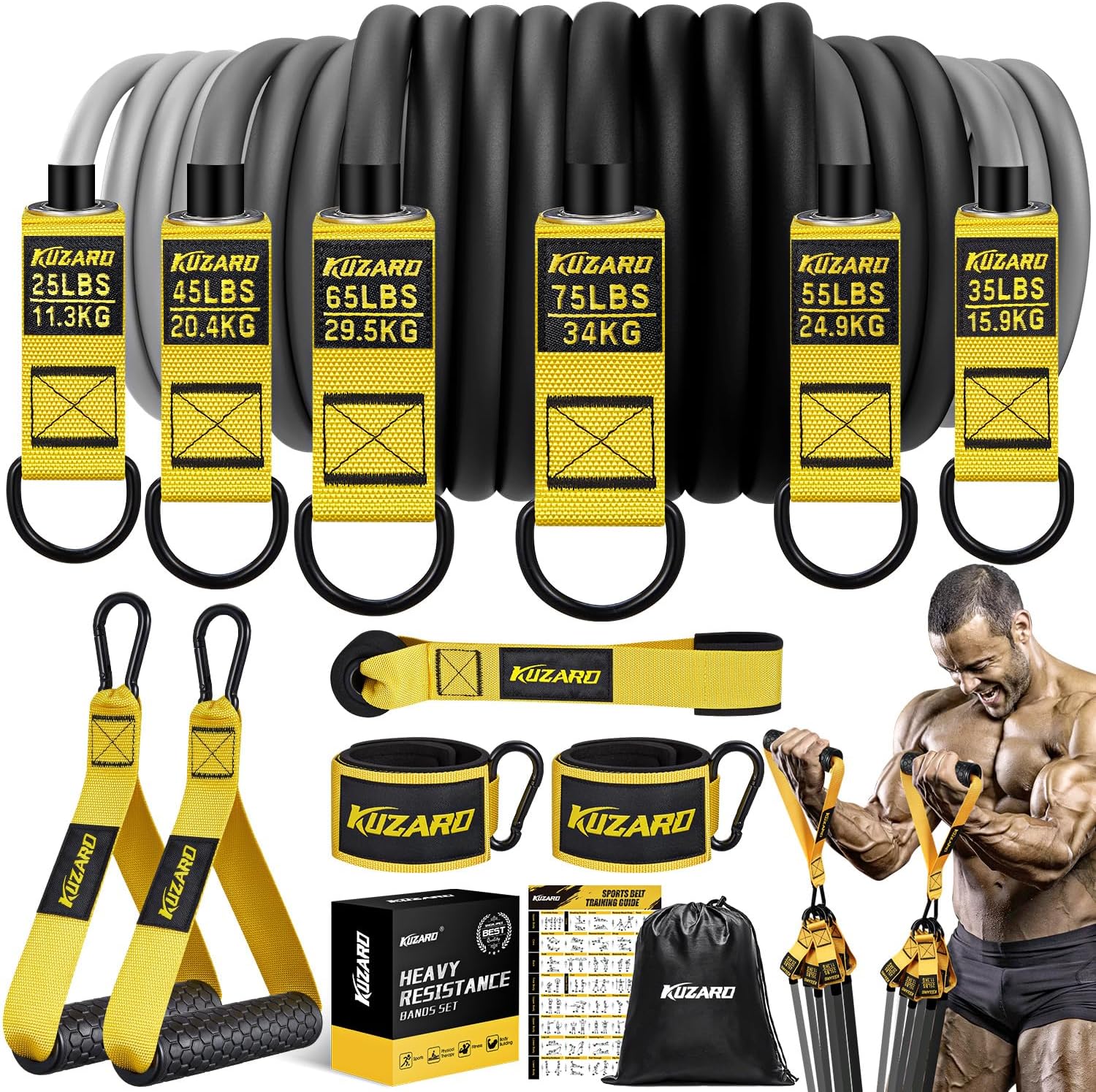 KUZARO 300lbs Heavy Resistance Bands