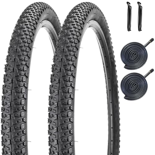 2 Pack Bike Tire 24 26 27.5 X 1.95 27.5 29 X 2.125 Inch Folding Replacement Bike Tire with Tire Levers Foldable Bead Wire Bicycle Tire for Mountain Bike