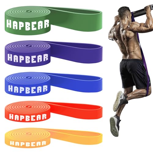 HAPBEAR Pull Up Assistance Bands Set of 5 - Resistance Bands for Working Out, Stretching, Physical Therapy, Muscle Training