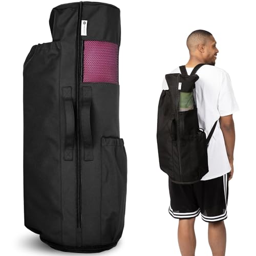 MAGNILAY Yoga Mat Bag - for Women and Men, Yoga Bag with Pockets and Adjustable Strap, Yoga Mat Carrier, Fits Mats Blocks and Yoga Accessories for Workouts, (32L x 9 Diameter)