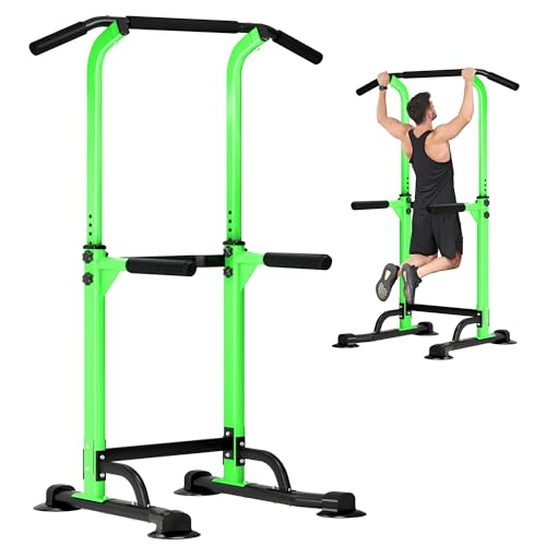 DlandHome Power Tower Pull Up Dip Station Multi-Function Fitness Equipment for Strength Training Adjustable Height Dip Stand for Home Gym
