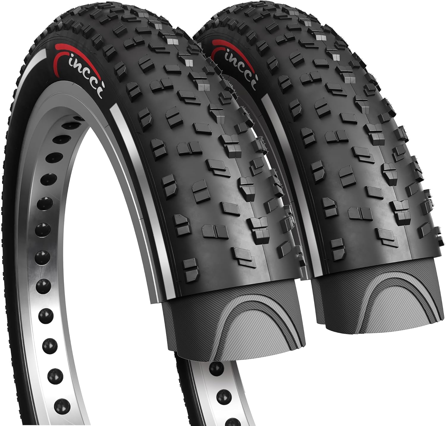 Fincci Pair 26x4.0 Fat Bike Tires - Foldable 26 inch Bike Tires with Wear-Resistant Compound,100-559, Fat Tire with Durable Tread Design for Mountain, Hybrid, Dirt Bike, Street Tires for Ebike, 30 TPI