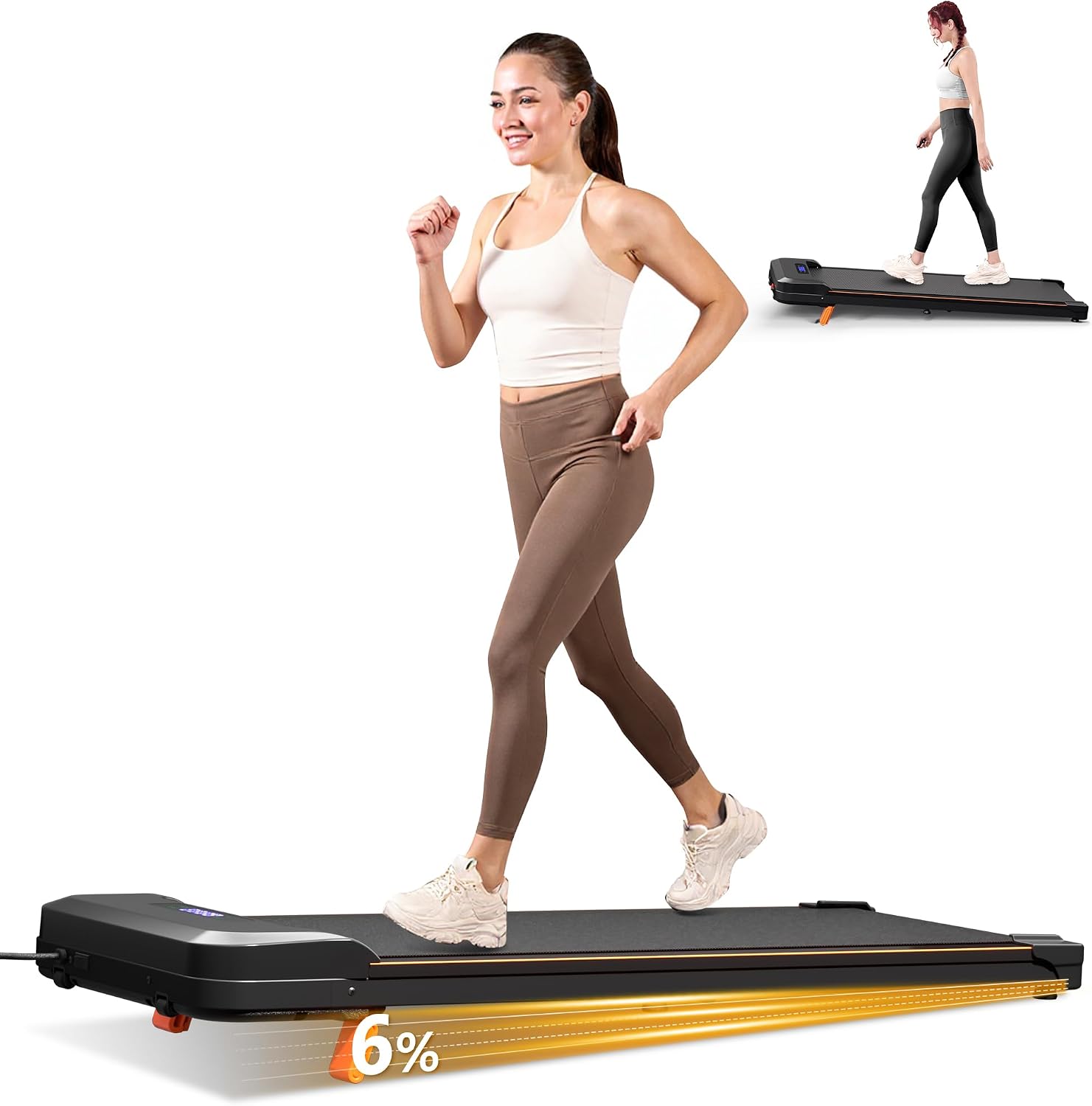 Walking Pad with Incline, Under Desk Portable Foldable Treadmill for Home Office, Walking Pad 4 in 1 for Walking Running, 2.5HP Compact Small Treadmill with Remote Control