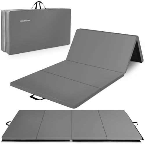 BalanceFrom 10x4 Feet 4-Panel Folding Gymnastics Mat  2-Inch Thick Pad with Vinyl Surface and Carrying Handles for Tumbling, Yoga, Pilates, Home Workouts, and Martial Arts