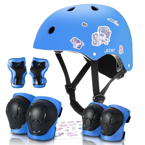 Sticker Adjustable Color Gradient Bike Kids Toddler Helmet and Pads for Kids 3-5-8-14 Girls Child Skateboard Helmet with Knee Pad Elbow Pads Guards,Riding Scooter Roller Inline skatings Longboard