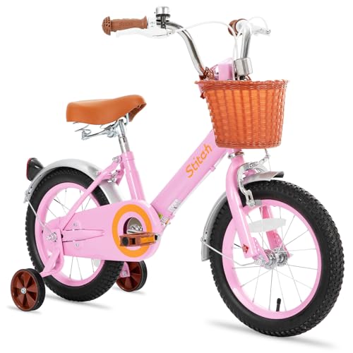 JOYSTAR Vintage Kids Bike with Training Wheels & Basket, 12 14 16 Inch Girls Bike for 2-7 Years Old, Children Bicycles, Multiple Colors