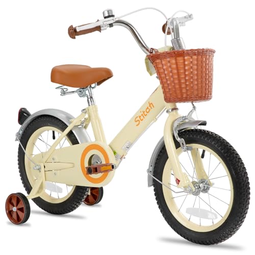 JOYSTAR Vintage Kids Bike with Training Wheels & Basket, 12 14 16 Inch Girls Bike for 2-7 Years Old, Children Bicycles, Multiple Colors