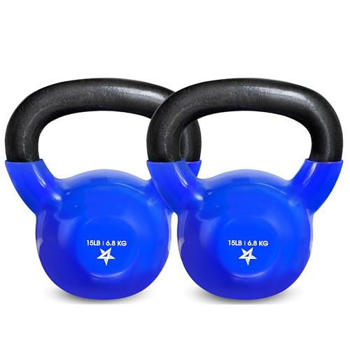 Yes4All Kettlebell, 5-100 LB Vinyl Coated Cast Iron Strength Training Kettlebells for Home Gym Exercises, Fitness, Full Body Workout Equipment, Push Ups, and Grip Strength