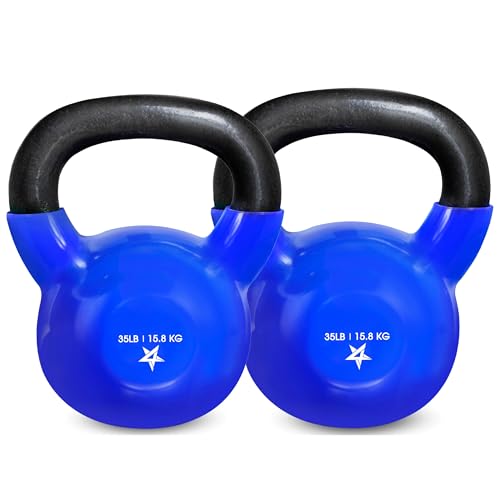Yes4All Kettlebell, 5-100 LB Vinyl Coated Cast Iron Strength Training Kettlebells for Home Gym Exercises, Fitness, Full Body Workout Equipment, Push Ups, and Grip Strength