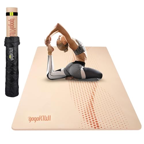 Large Yoga Mat (6'x4')  1/4" & 1/2" Thick Exercise Mats for Home Workout, Extra Wide Workout Mats for Home Gym, Yoga, Pilates, Stretching, Floor & More