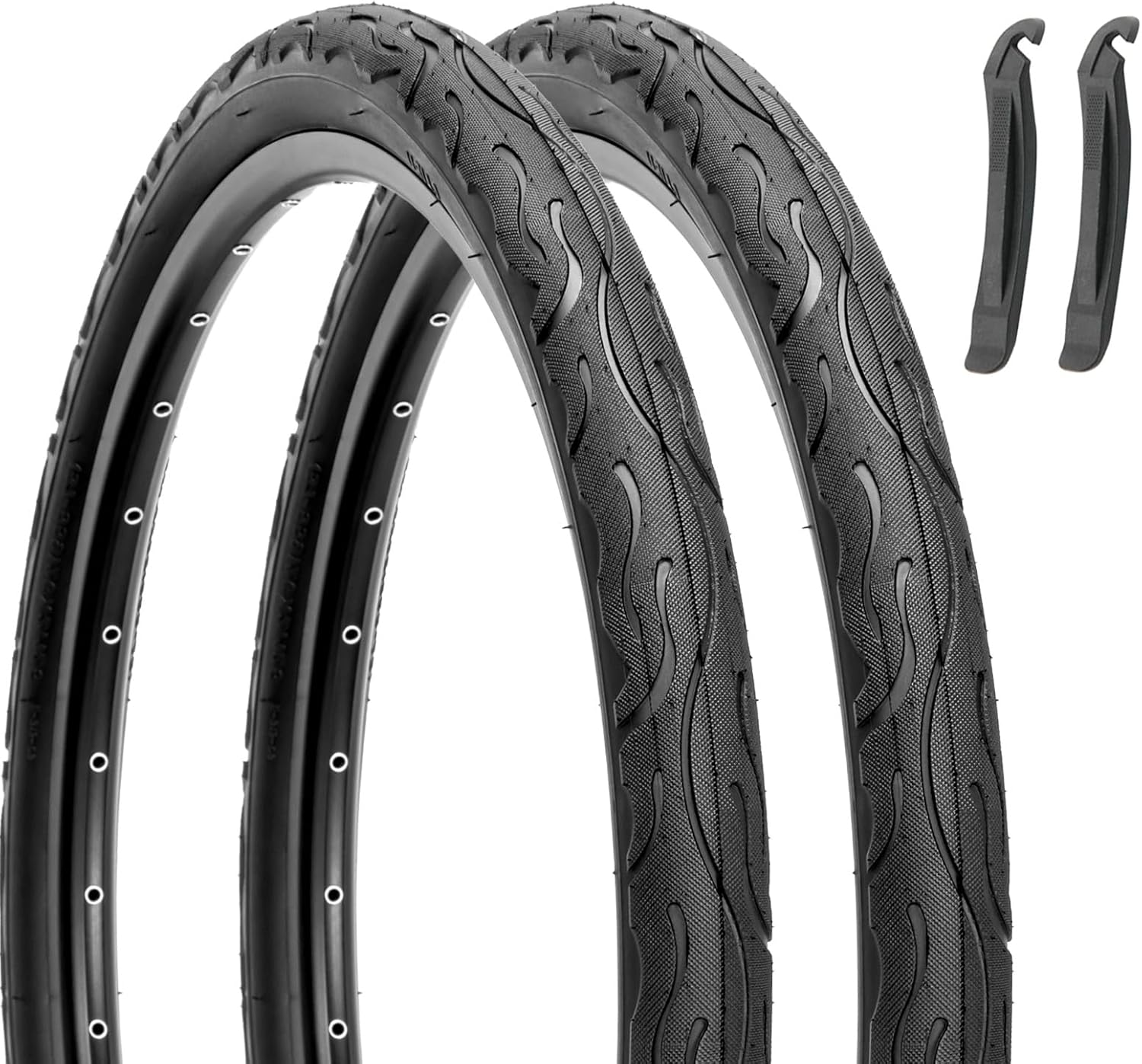 Hycline 26 Inch Bike Tires: 26x2.125 inch (57-559mm) Folding Replacement Puncture-Resistant Beach Cruiser Bicycle Tires for Hybrid Road or Urban City Commuter Bike