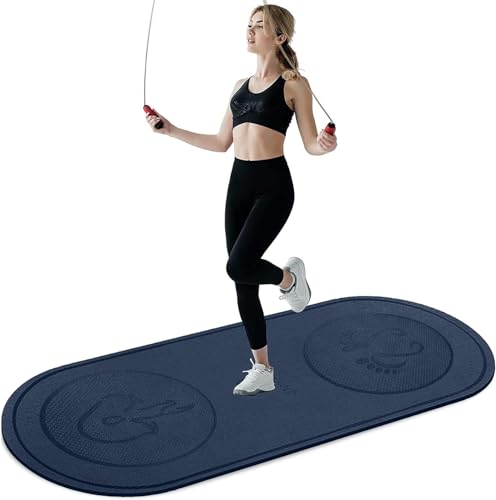 Jump Rope Mat 71"/63"x24" Larger Non-Slip Indoor Outdoor Exercise Fitness Mat, High-Density Workout Shock Absorption for Home Gym Flooring Concrete Jumping Rope