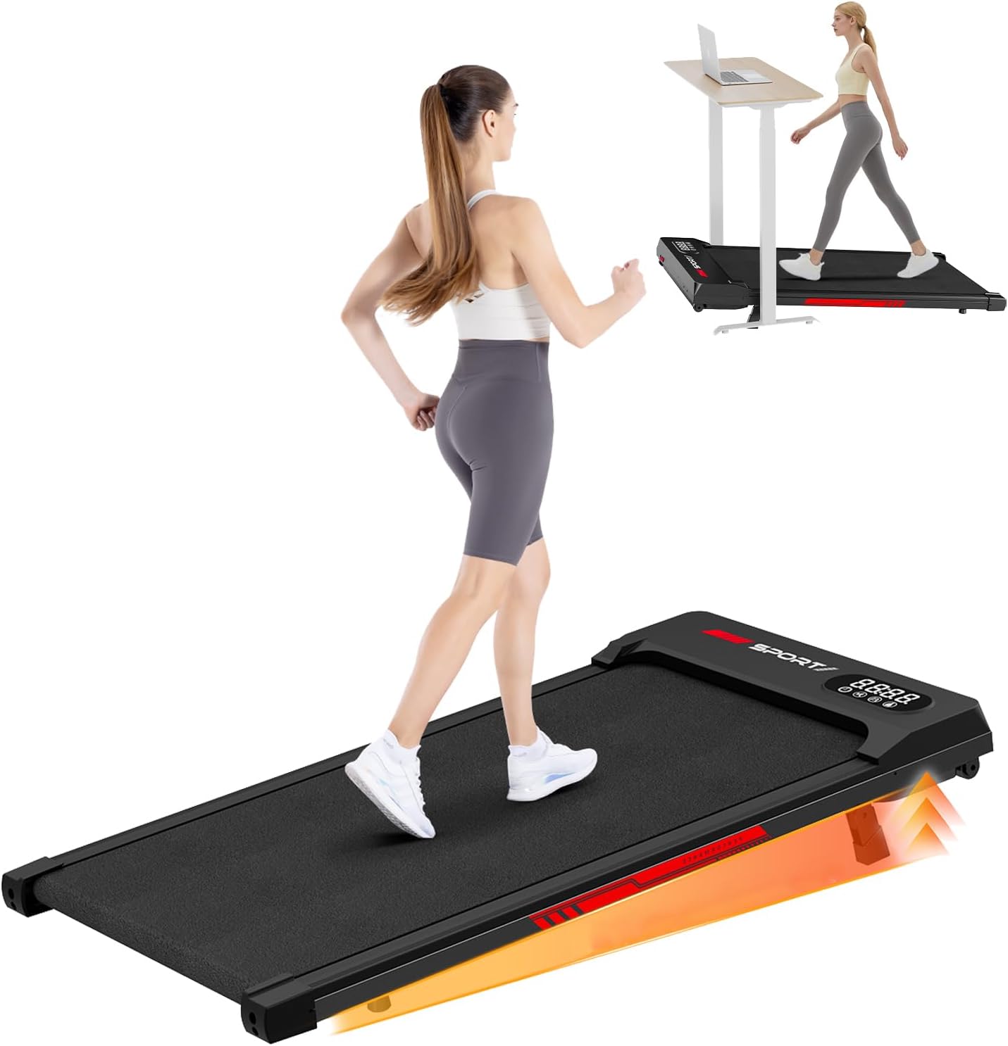 Walking Pad Treadmill, Under Desk Treadmill for Home & Office, Wide Running Belt, Remote Control, Installation Free, Easy to Move, 300 LB Capacity