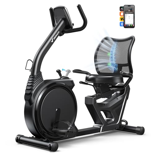 MERACH Recumbent Exercise Bikes for home, Light Commercial High-end Recumbent Bike for Seniors Adults, Magnetic Recumbent Exercise Bike with Smart Bluetooth and Exclusive App, LCD, Heart Rate Handle