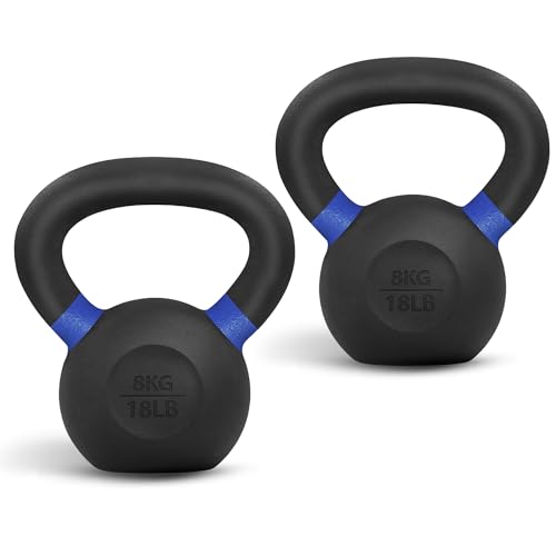 Yes4All Powder Coated Cast Iron Kettlebell Strength Training Kettlebells Weight Set for Full Body Workout, Home Gym