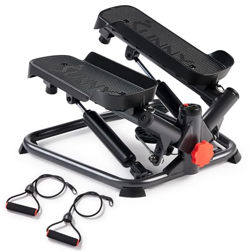 Sunny Health & Fitness Mini Steppers for Exercise at Home, Stair Step Workout Machine, Full Body Cardio Equipment, with Optional Free SunnyFit App Connection and Resistance Band