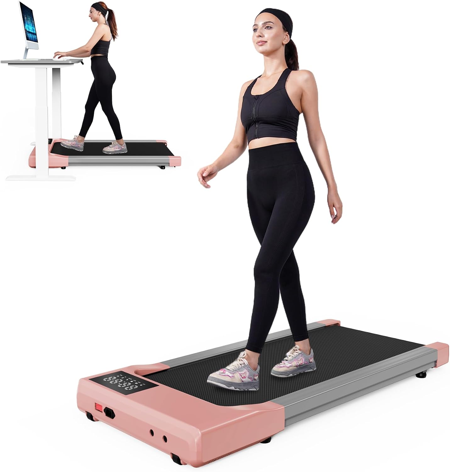 DeerRun 2025 Upgrade Walking Pad, Smart Under Desk Treadmill for Home Office, No-Assembly Treadmills with APP and Remote Control, LED Display, 2.5 HP Quiet Walking Jogging Machine, 300 lbs Capacity