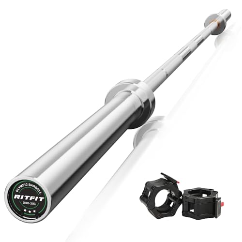 RITFIT 7FT Olympic Barbell for Strength and Weightlifting Training - 2 Inch Olympic Bar for Squat, Deadlift, Bench Press, Curl, Overhead Press - 500lbs/1000lbs/1500lbs Capacity
