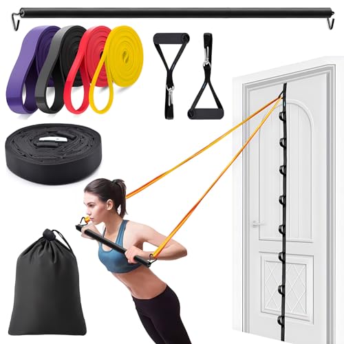 Brebebe Door Anchor Strap for Resistance Bands Exercises, Multi Point Anchor Gym Attachment for Home Fitness, Portable Door Band Resistance Workout Equipment, Easy to Install, Punch-Free, Nail-Free